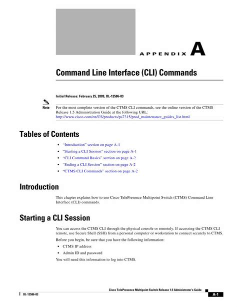 Appendix A : CLI commands .